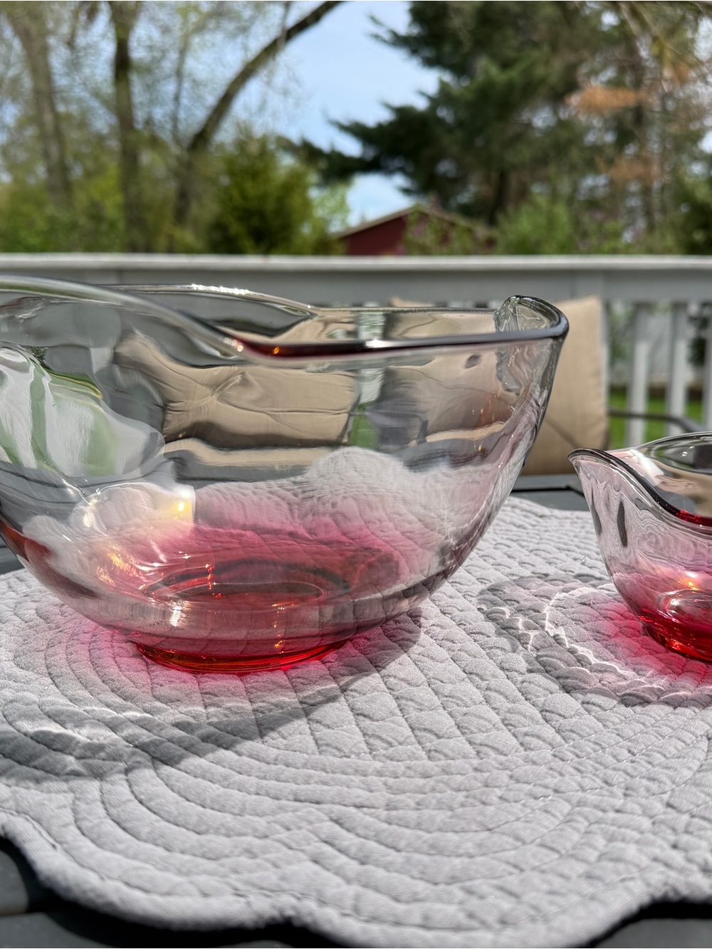 Indiana Glass Ruby Ombré Chip and Dip 2 piece set